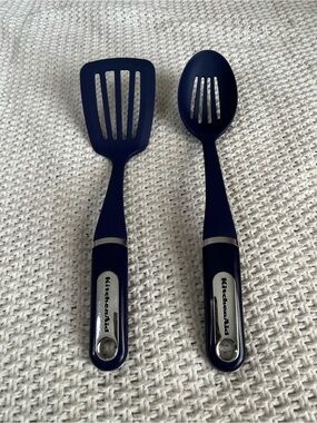 KitchenAid Deep Blue Slotted Turner and Slotted Spoon